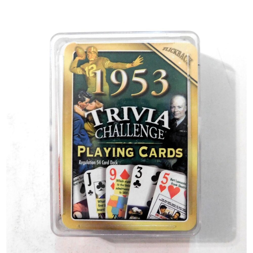 1953 Trivia Challenge Deck Playing Cards Flickback 54-Card Plastic Case